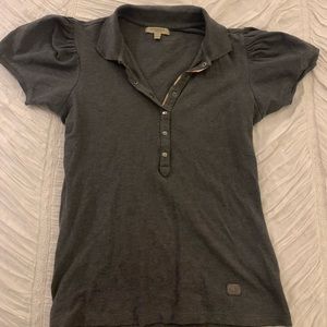 Burberry Women’s Gray Polo with Puffy Sleeves